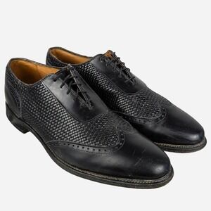 Allen Edmonds Men's Hampstead Black Woven Leather Wingtips‎ Lace Up Brogues 11D